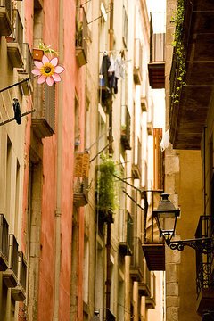 Side street in the Old City, Barcelona, Spain, 2009