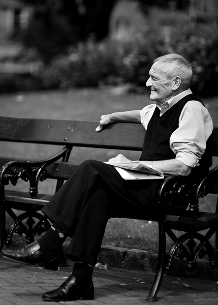 Old gentleman in St. Patrick's Park, Dublin, Ireland, 2008